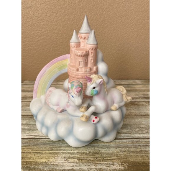 Willitts Other - Vintage 1985 Willitts Porcelain Magical Unicorns Castle Rainbow Musical - No Box